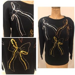 Vintage Sequin Bow Sweater